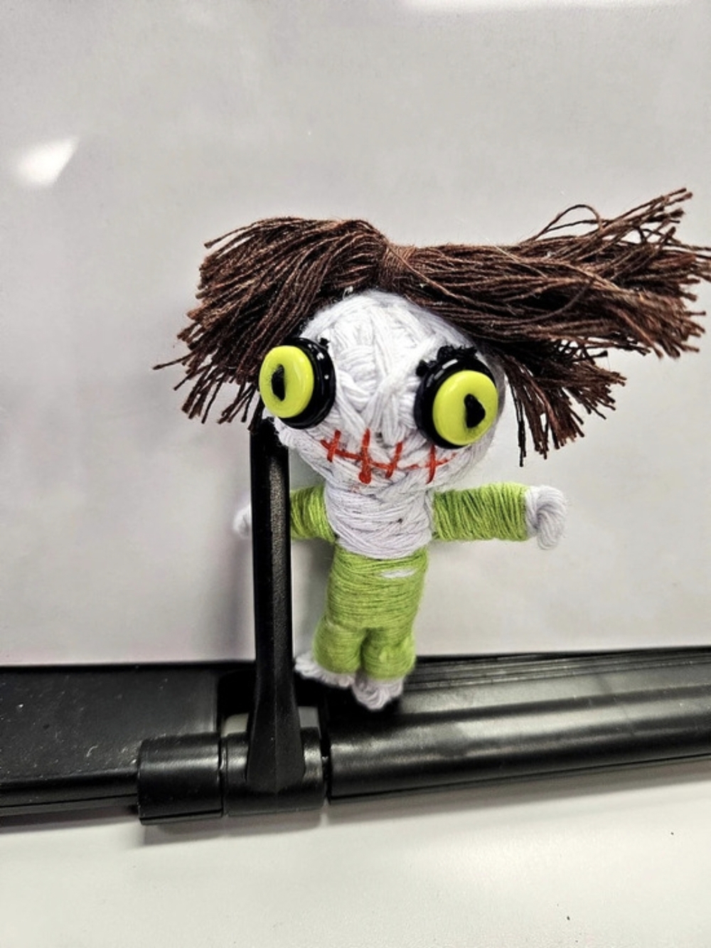 Handmade Yarn Doll Keychain Green